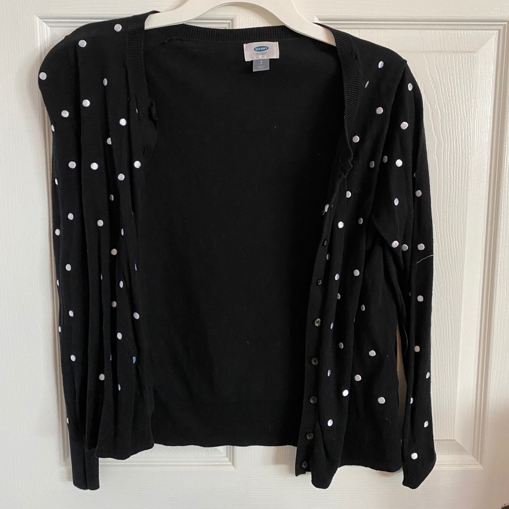 Black with white polka dot cardigan